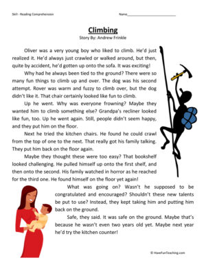 Climbing - Reading Comprehension Worksheet
