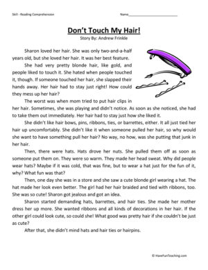 Don't Touch My Hair - Reading Comprehension Worksheet