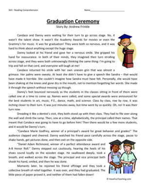 Graduation Ceremony - Reading Comprehension Worksheet