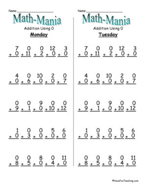Math Mania Addition Daily Test Practice