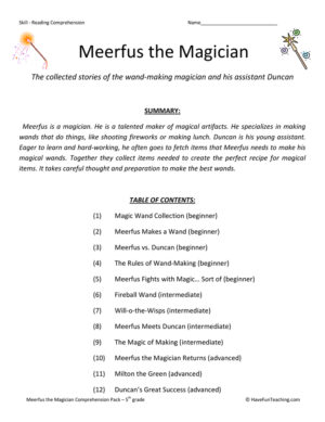 Meerfus the Magician Reading Comprehension Test Collection