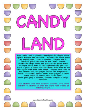 Candy Land Shapes Activity