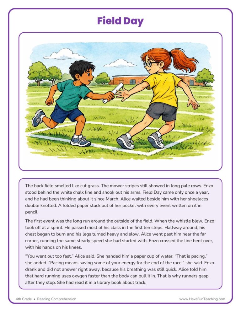 Field Day - Reading Comprehension Worksheet