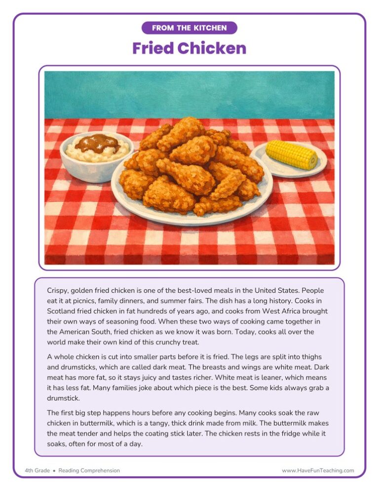 Fried Chicken - Reading Comprehension Worksheet