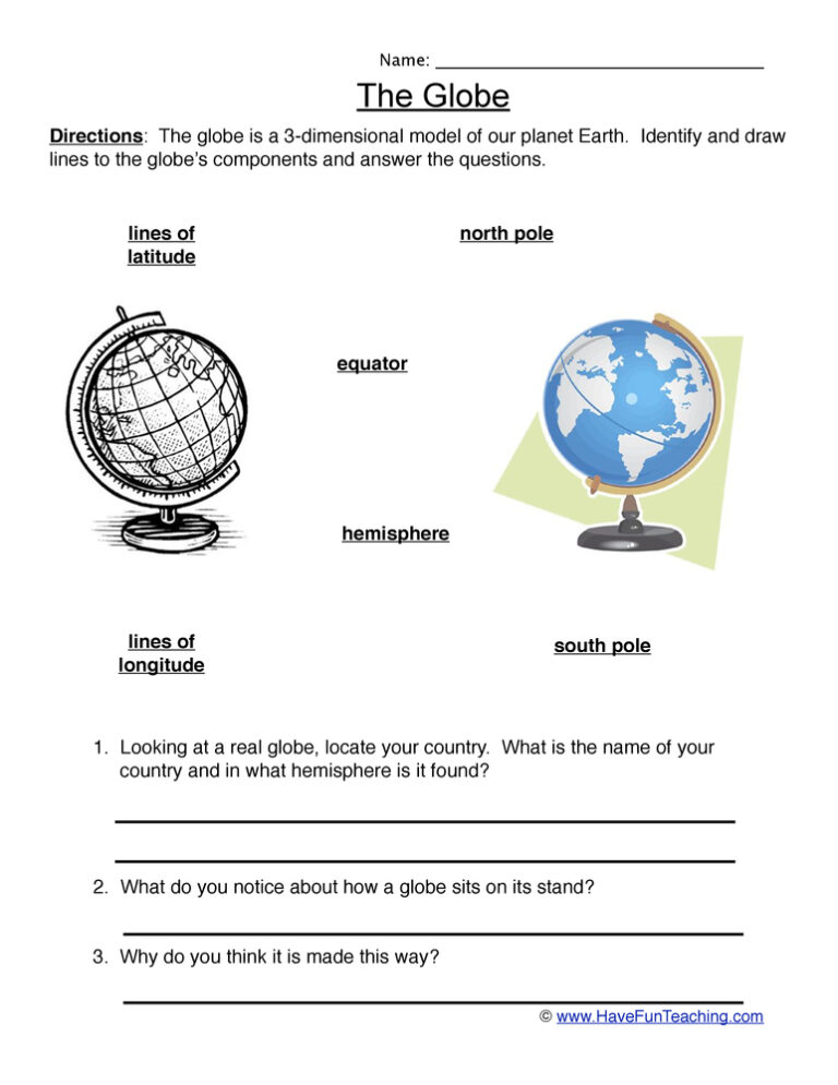 Globes Worksheet