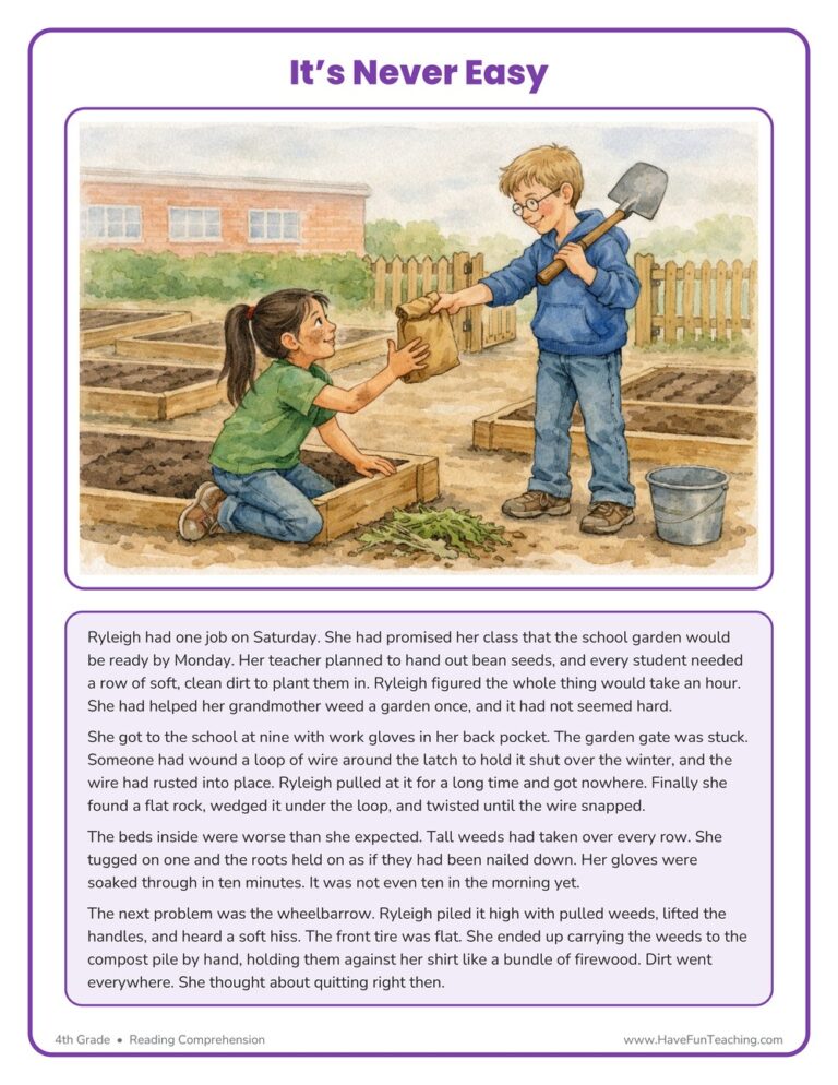 It's Never Easy Reading Comprehension Worksheet