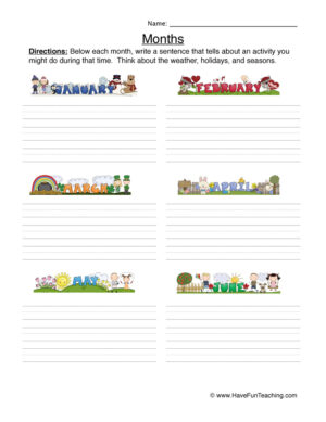 Months of the Year Writing Worksheet