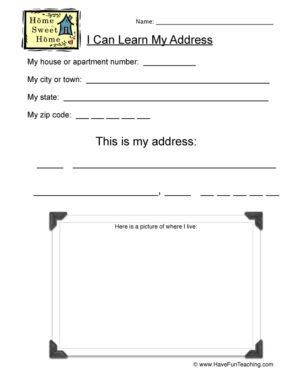 My Address Write and Draw Worksheet