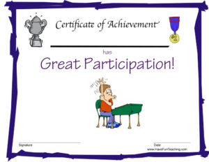 Participation Reward Certificate for Boys