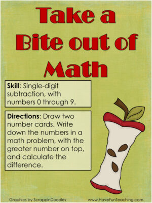 Single Digit Subtraction Activity