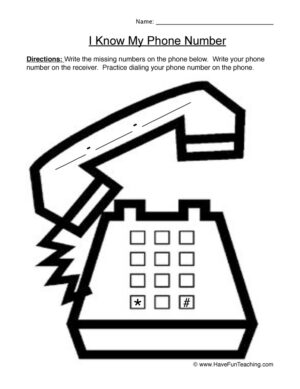 Dialing Telephone Number Worksheet