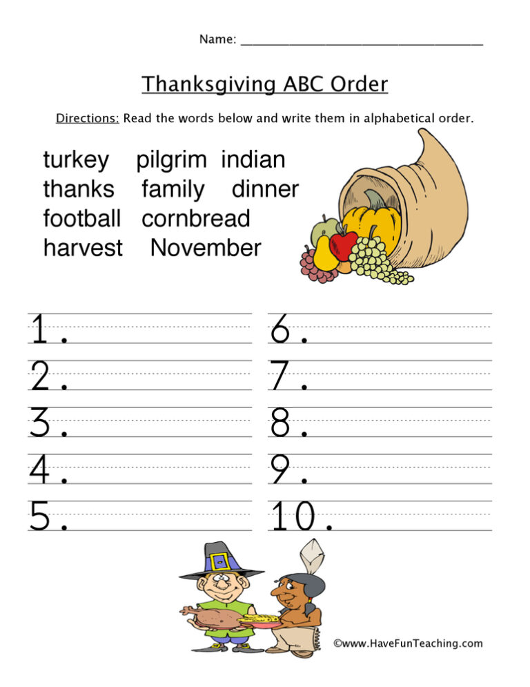 Thanksgiving Worksheets - Have Fun Teaching