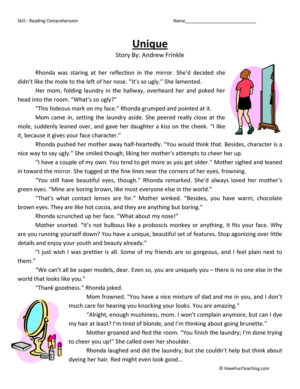 Unique Reading Comprehension Worksheet