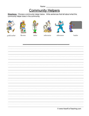 Community Helper Writing Worksheet