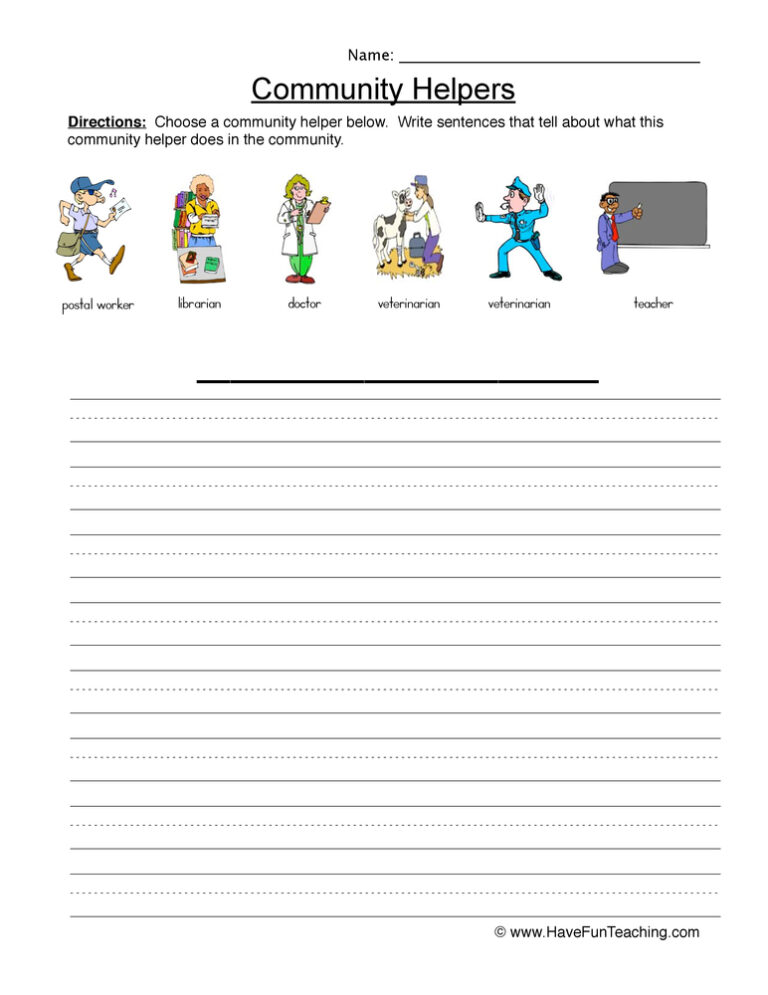 Community Helper Writing Worksheet