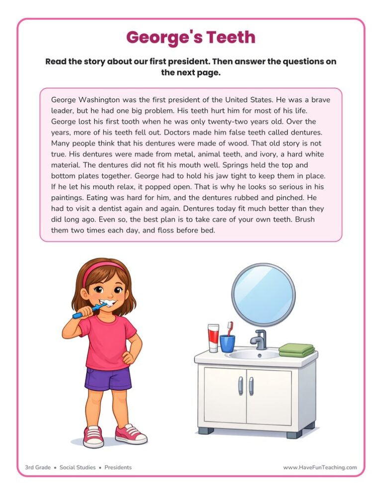 George Washington Story Worksheet
