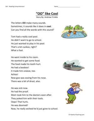 OO Like Cool Reading Comprehension Worksheet