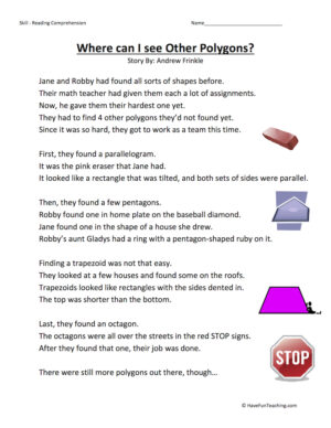 Where Can I See Other Polygons? Reading Comprehension Worksheet