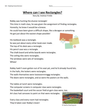 Where Can I See Rectangles? Reading Comprehension Worksheet