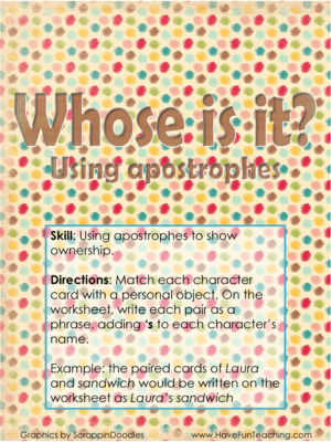 Whose Is It Apostrophe Activity