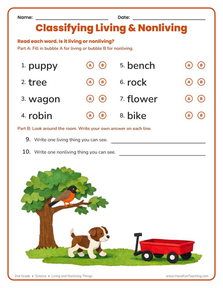 Classifying Living and Nonliving Things Worksheet