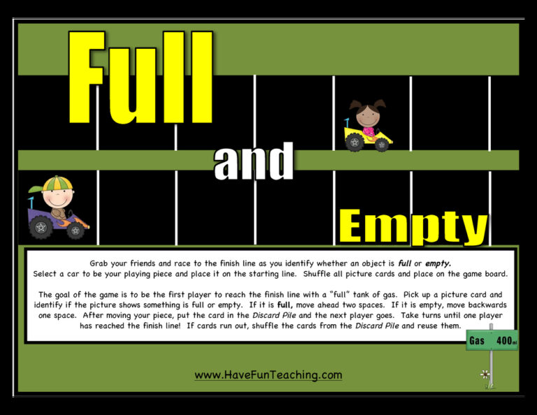 Full and Empty Opposites Activity
