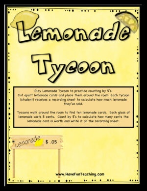 Lemonade Tycoon Counting by Fives Activity