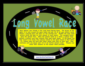 Long Vowel Race Long Vowels Activity