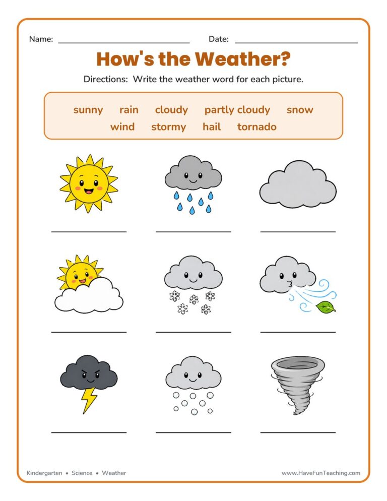 Weather Names Worksheet