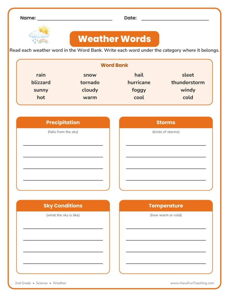 Weather Words Worksheet