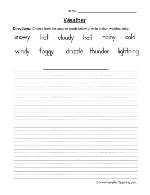 Weather Writing Worksheet