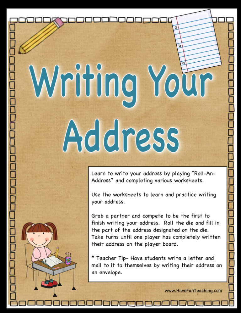 Writing Your Address Activity