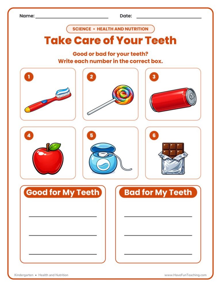 Clean Teeth Worksheet - Sorting