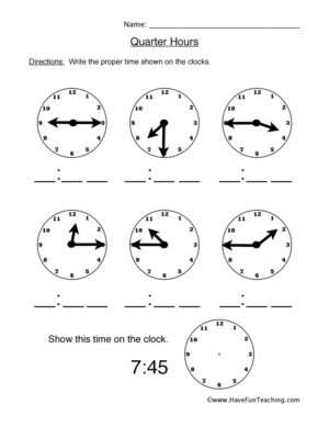 Count Quarter Hours Worksheet