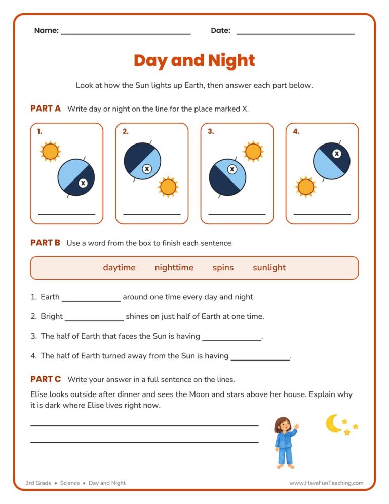 Day and Night Worksheet