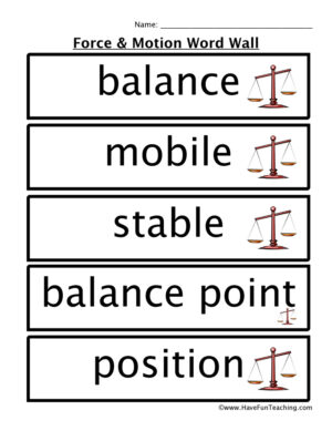 Force and Motion Word Wall