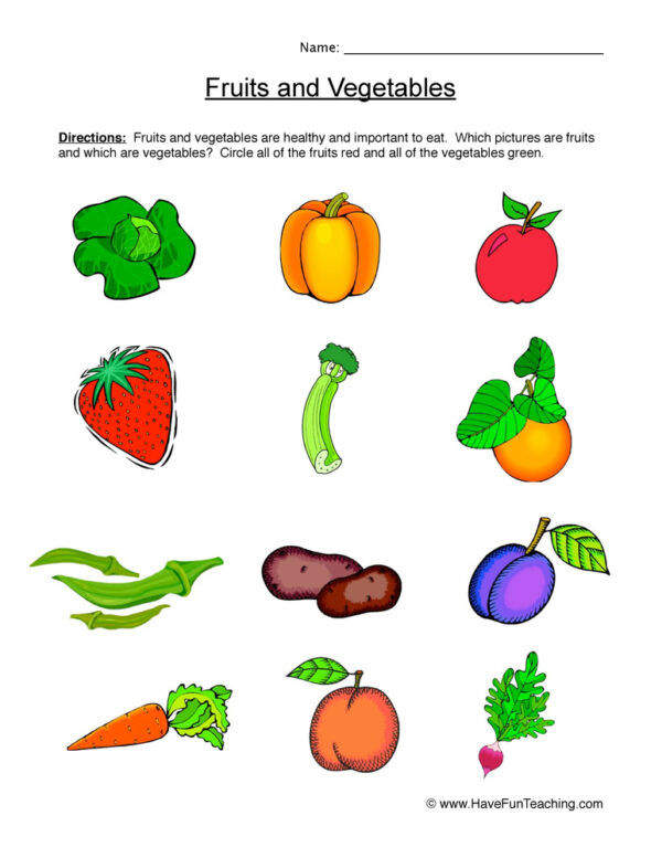 fruits and vegetables worksheet have fun teaching