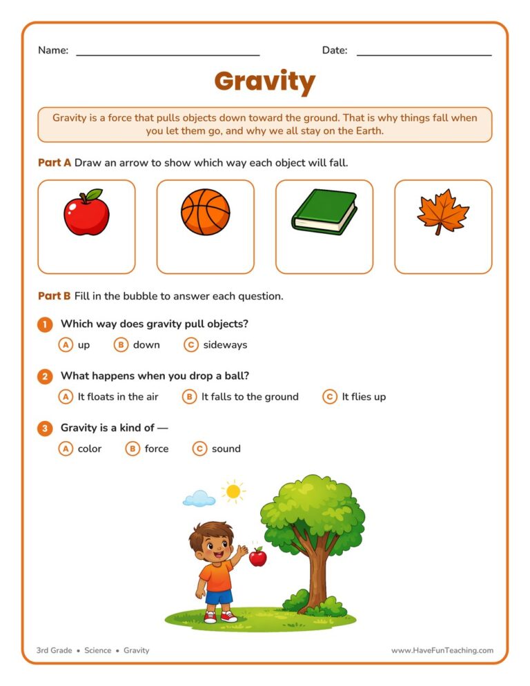 Falling Gravity Worksheet