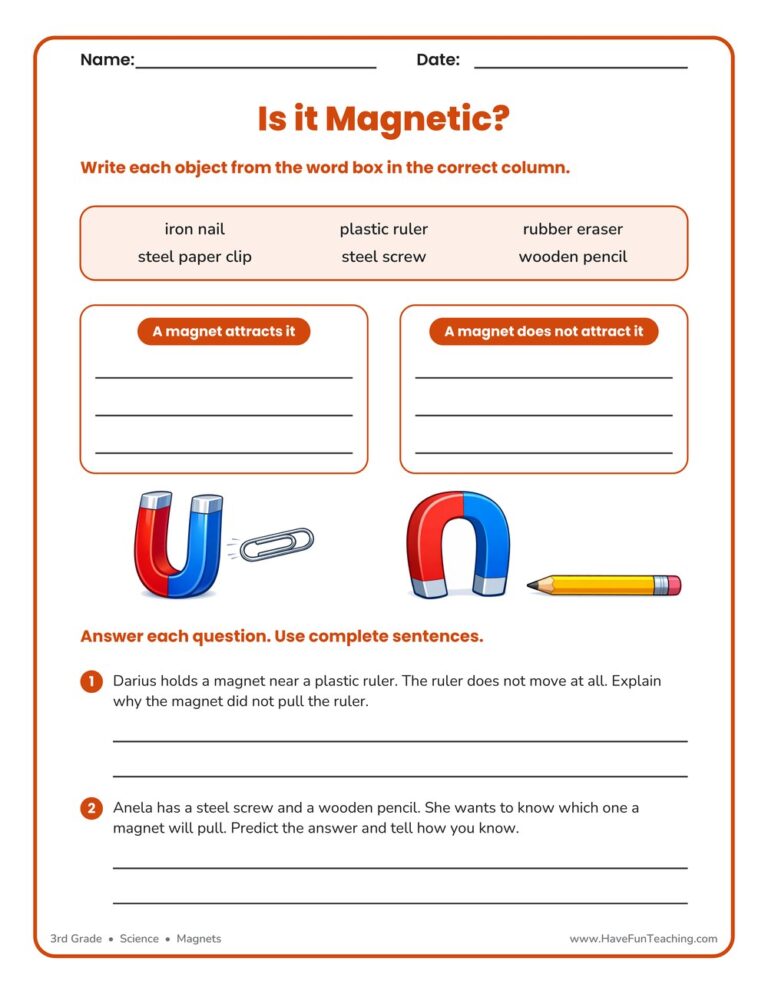 Is it Magnetic Worksheet