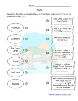 Lakes Worksheet