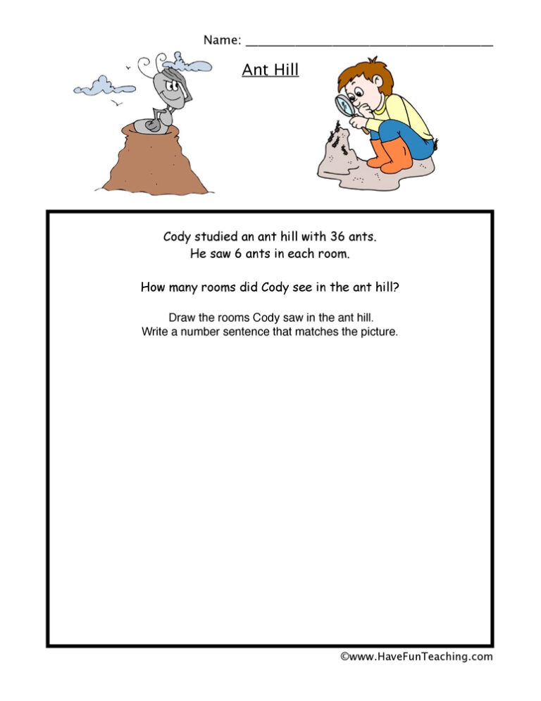 Ant Hill Multiplication Worksheet
