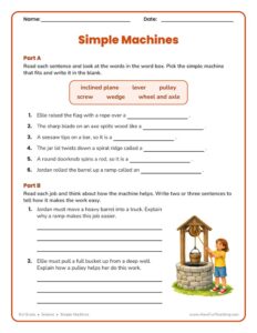 Simple Machines Fill in the Blanks Worksheet - Have Fun Teaching