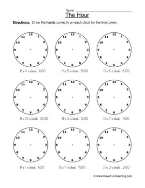 Showing Time Worksheet