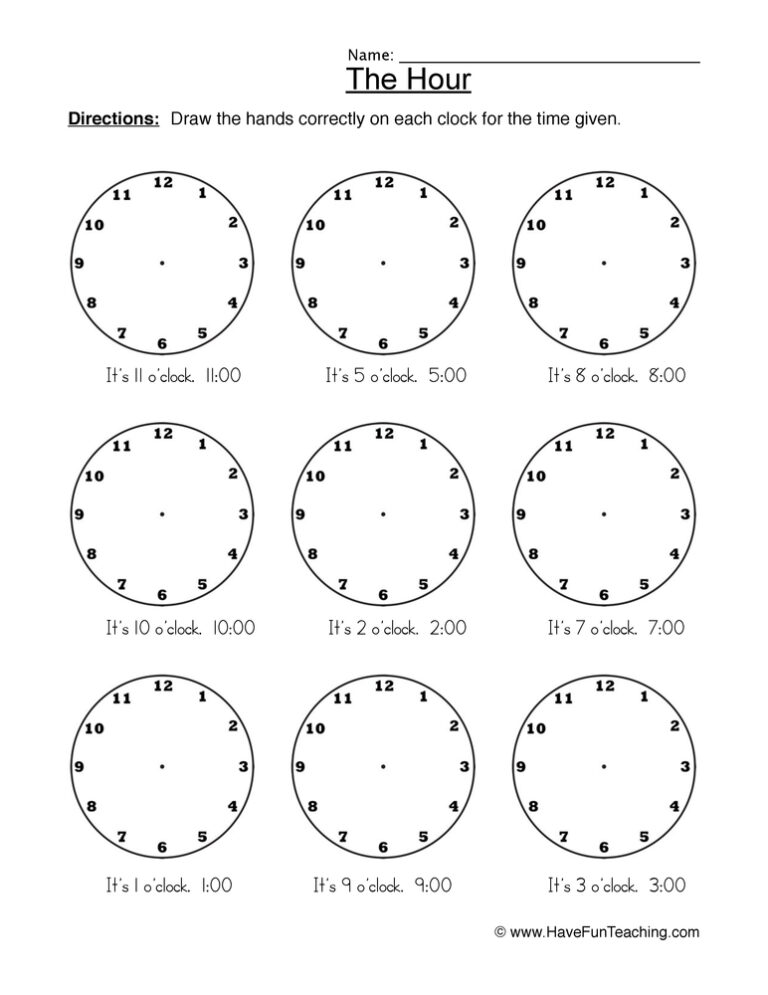 Showing Time Worksheet