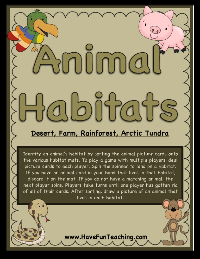 Animal Habitats Desert, Farm, Rainforest, Arctic Tundra Sort Activity