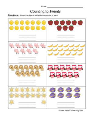 Count to 20 Objects Worksheet