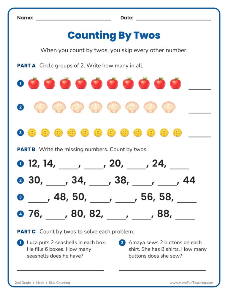 Counting by Twos Worksheet