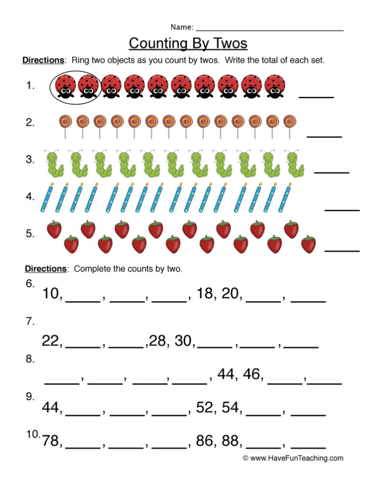 Counting by Twos Worksheet