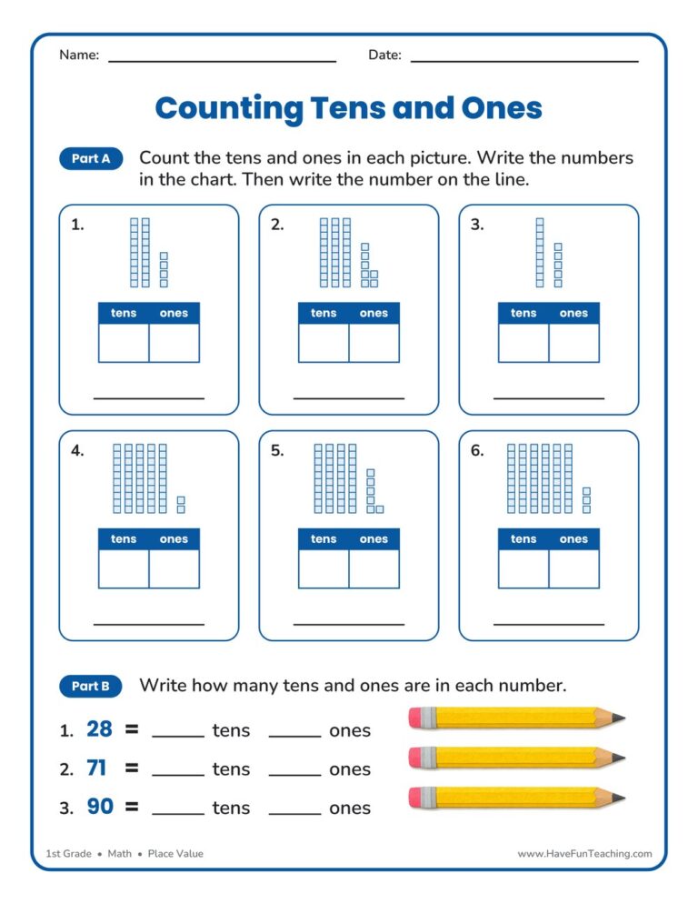 Break it Apart Counting Tens Ones Worksheet