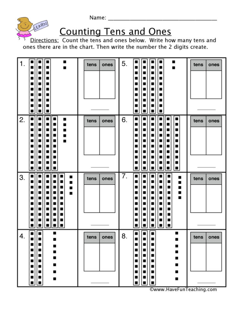 Break it Apart Counting Tens Ones Worksheet